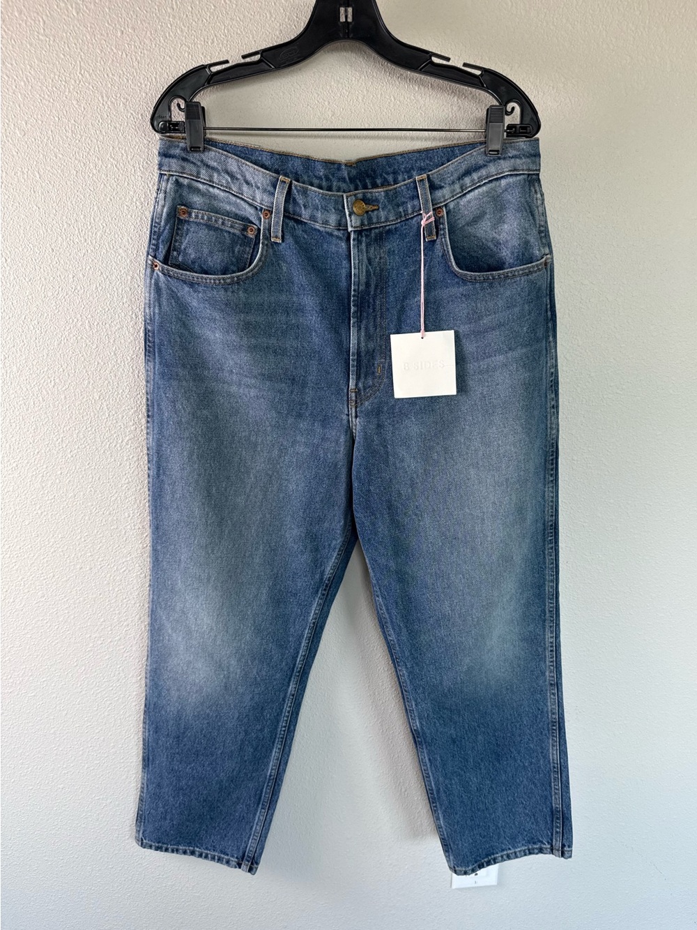 New B SIDES Marcel Relaxed Straight Leg Jeans  Blue Indigo Denim NWT Women’s 32